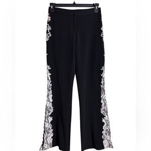 Vintage 90's Y2K Cache Black White Lace Trim Side Slit Dress Pants Size 4 NEW